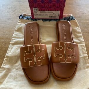 Tory Burch Double T Leather Sport Slide Sandal